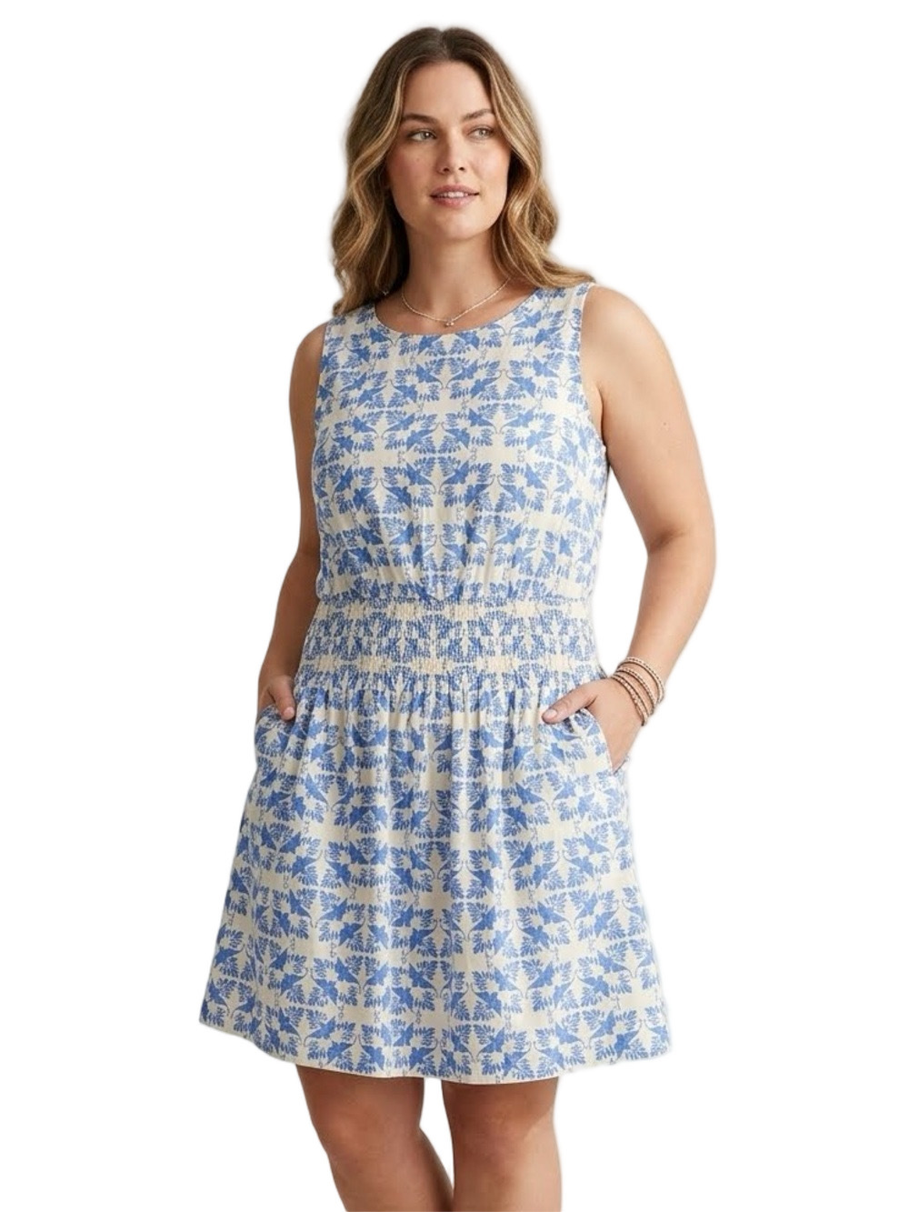 Universal Thread Blue and White Sleeveless Floral Midi Dress Size M NWT